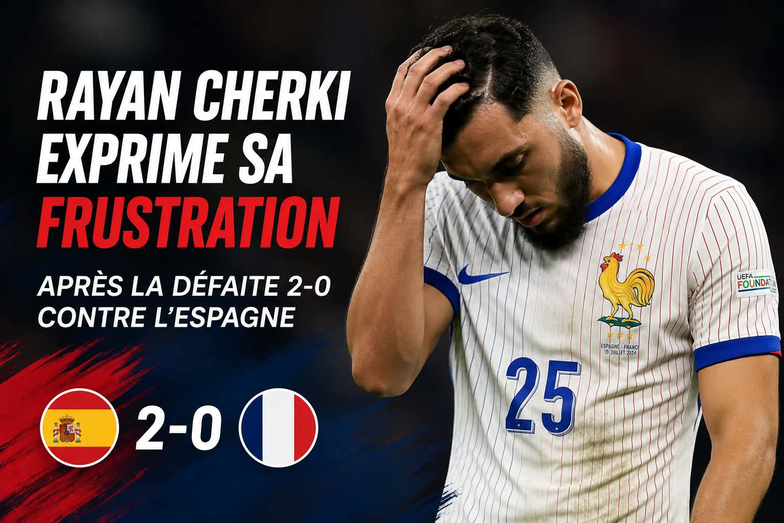 Rayan Cherki exprime sa frustration après la défaite 2-0 contre l'Espagne